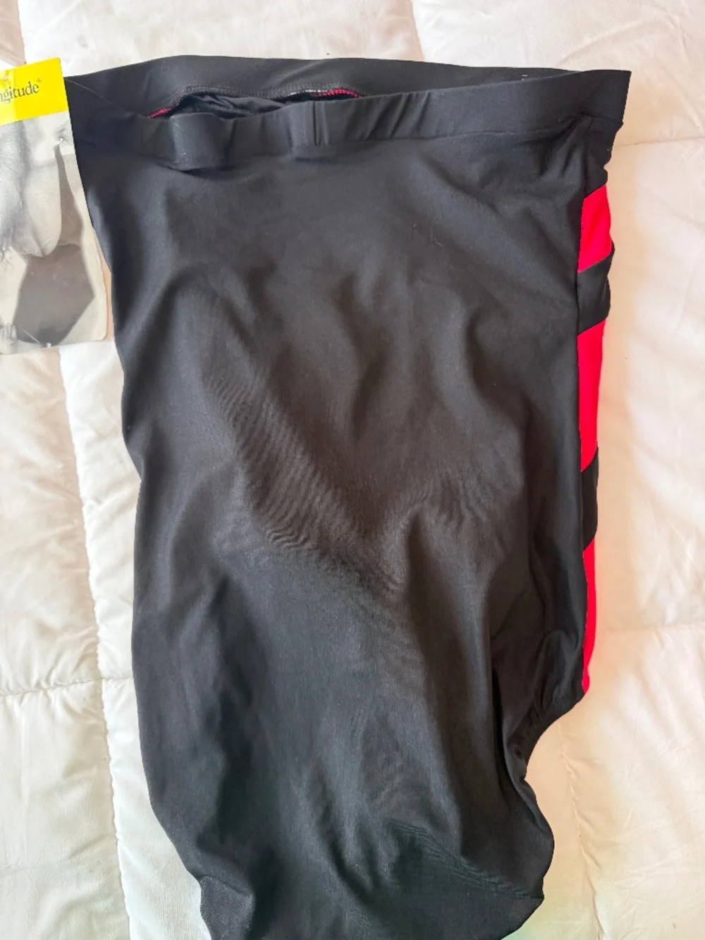 Longitude One Piece Swimsuit Size 14 Red & Black Colorblock Tummy Control NWT